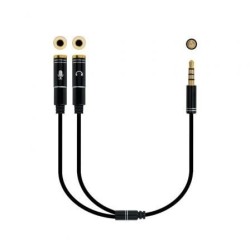 Adaptador Audio Nanocable 10.24.1202- Jack 3.5 Macho - 2x Jack 3.5 Hembra- 30cm- Negro