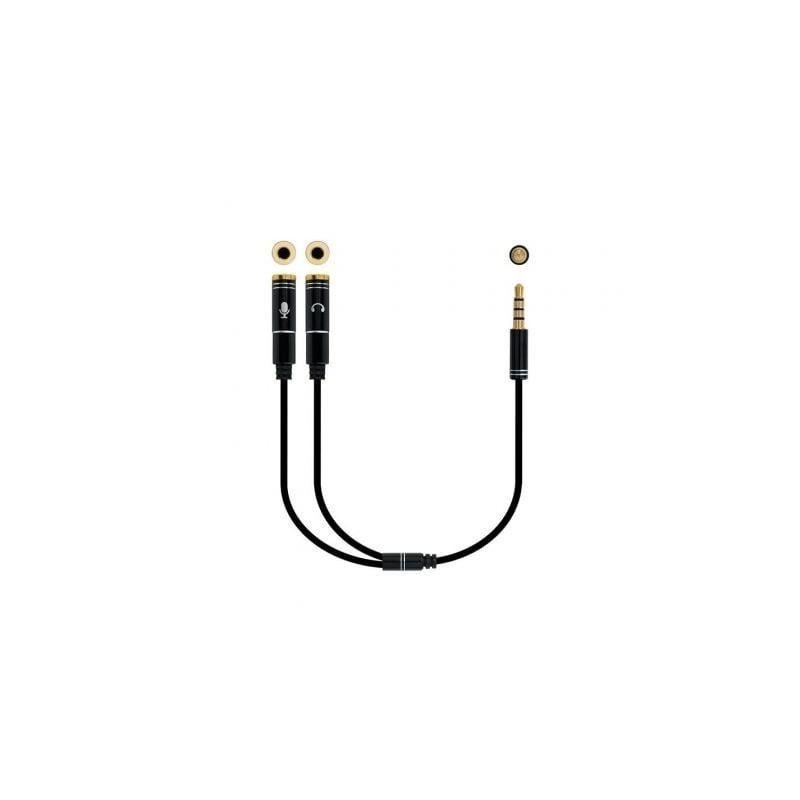 Adaptador Audio Nanocable 10.24.1202- Jack 3.5 Macho - 2x Jack 3.5 Hembra- 30cm- Negro