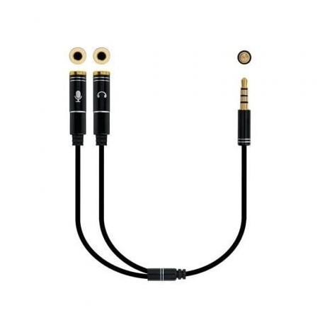 Adaptador Audio Nanocable 10.24.1202- Jack 3.5 Macho - 2x Jack 3.5 Hembra- 30cm- Negro