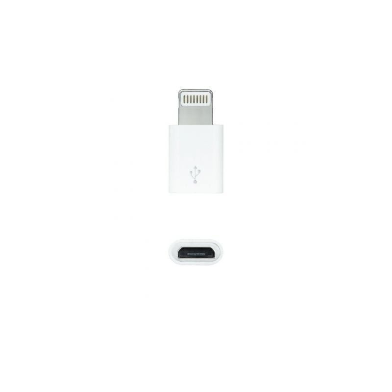 Adaptador Micro USB 2.0 Lightning Nanocable 10.10.4100- Micro USB Hembra - Lightning Macho- Blanco
