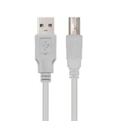Cable USB 2.0 Impresora Nanocable 10.01.0102- USB Tipo-B Macho - USB Macho- 1m- Beige