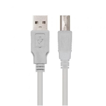 Cable USB 2.0 Impresora Nanocable 10.01.0102- USB Tipo-B Macho - USB Macho- 1m- Beige