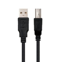 Cable USB 2.0 Impresora Nanocable 10.01.0102- USB Tipo-B Macho - USB Macho- 1m- Negro