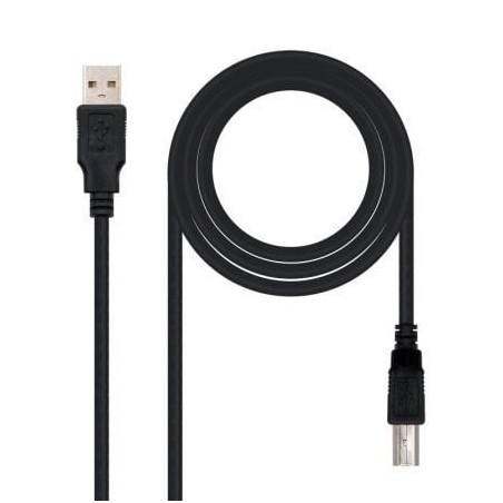 Cable USB 2.0 Impresora Nanocable 10.01.0103-BK- USB Tipo-B Macho - USB Macho- 1.8m- Negro