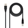 Cable USB 2.0 Impresora Nanocable 10.01.0103-BK- USB Tipo-B Macho - USB Macho- 1.8m- Negro