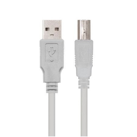 Cable USB 2.0 Impresora Nanocable 10.01.0104- USB Tipo-B Macho - USB Macho- 3m- Beige