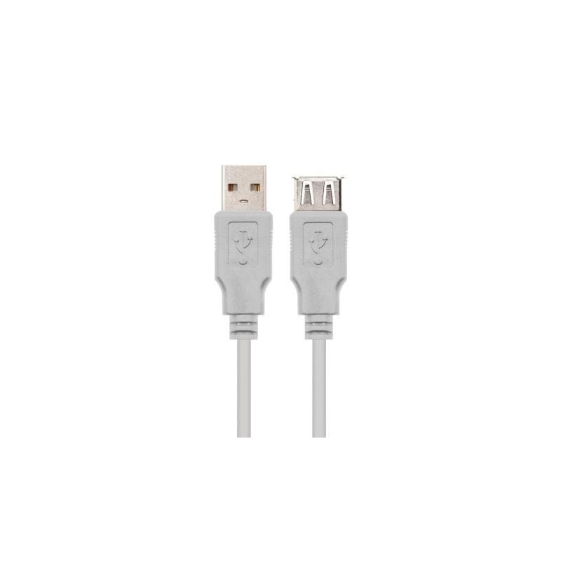 Cable Alargador USB 2.0 Nanocable 10.01.0202- USB Macho - USB Hembra- 1m- Beige
