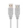 Cable Alargador USB 2.0 Nanocable 10.01.0202- USB Macho - USB Hembra- 1m- Beige