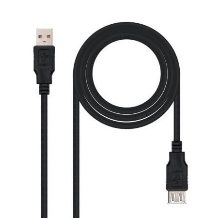 Cable Alargador USB 2.0 Nanocable 10.01.0202-BK- USB Macho - USB Hembra- 1m- Negro