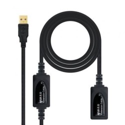 Cable Alargador USB 2.0 Nanocable 10.01.0212- USB Macho - USB Hembra- 10m- Negro