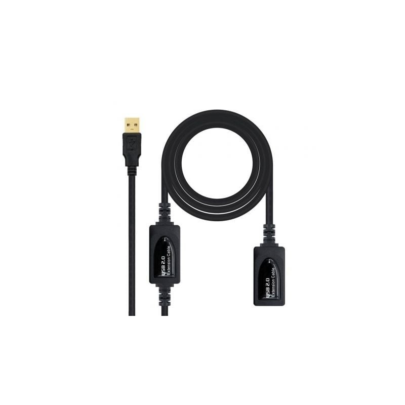 Cable Alargador USB 2.0 Nanocable 10.01.0213- USB Macho - USB Hembra- 15m- Negro