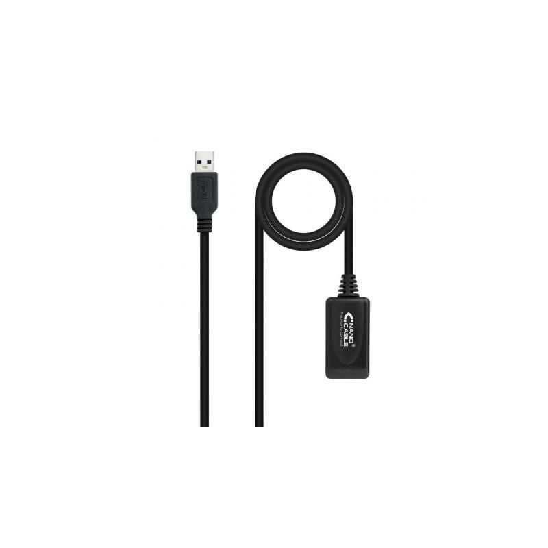 Cable Alargador USB 3.0 con Amplificador Nanocable 10.01.0311- USB Macho - USB Hembra- 5m- Negro