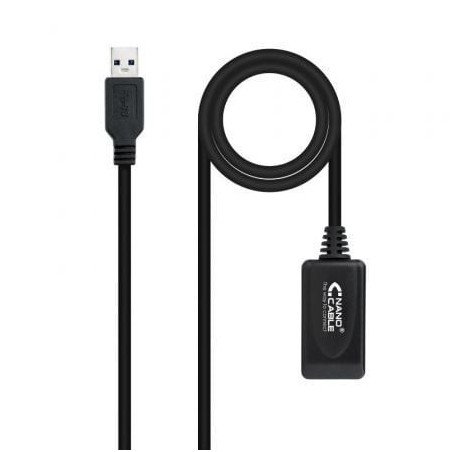 Cable Alargador USB 3.0 con Amplificador Nanocable 10.01.0311- USB Macho - USB Hembra- 5m- Negro