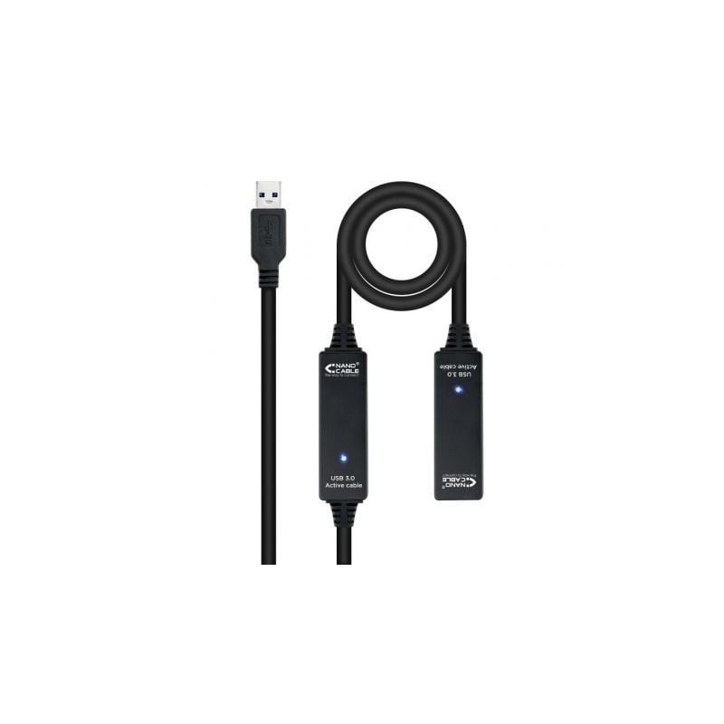 Cable Alargador USB 3.0 Nanocable 10.01.0313- USB Macho - USB Hembra- 15m- Negro
