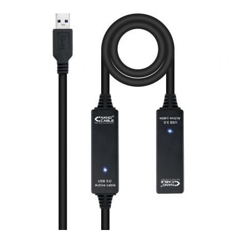 Cable Alargador USB 3.0 Nanocable 10.01.0313- USB Macho - USB Hembra- 15m- Negro