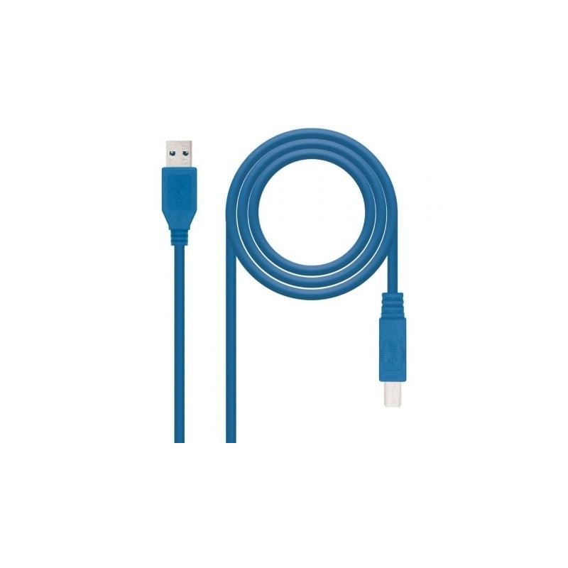 Cable USB 3.0 Impresora Nanocable 10.01.0802-BL- USB Tipo-B Macho - USB Macho- 2m- Azul