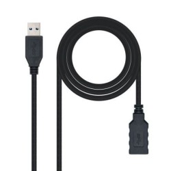 Cable Alargador USB 3.0 Nanocable 10.01.0901-BK- USB Macho - USB Hembra- 1m- Negro
