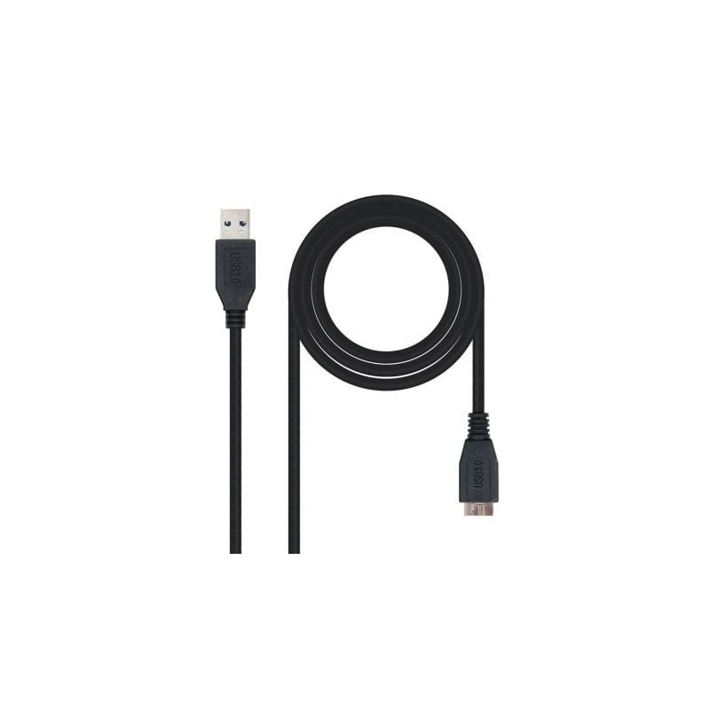 Cable USB 3.0 Nanocable 10.01.1101-BK- USB Macho - MicroUSB Macho- 1m- Negro