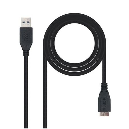 Cable USB 3.0 Nanocable 10.01.1101-BK- USB Macho - MicroUSB Macho- 1m- Negro