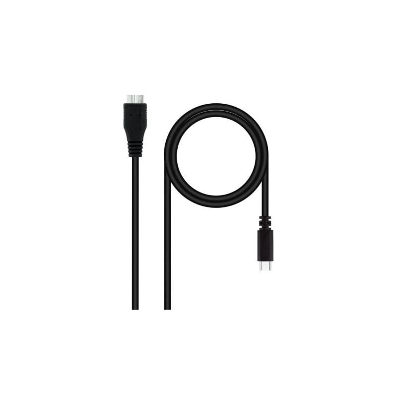 Cable USB 3.0 Tipo-C Nanocable 10.01.1201-BK- USB Tipo-C Macho - MicroUSB Macho- 1m- Negro