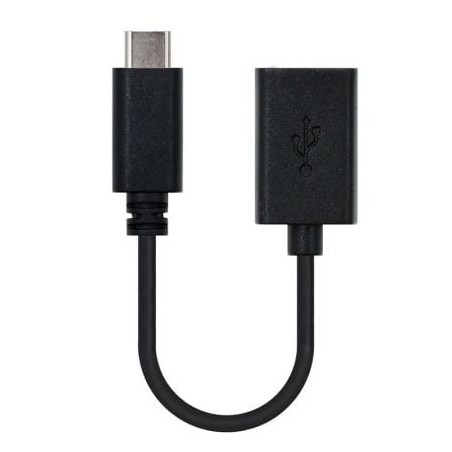 Cable USB 2.0 Tipo-C Nanocable 10.01.2400- USB Tipo-C Macho - USB Hembra- 15cm- Negro