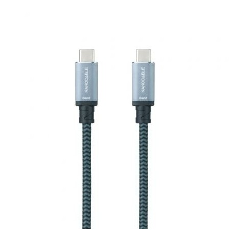 Cable USB 3.1 Tipo-C Nanocable 10.01.4102-COMB- USB Tipo-C Macho - USB Tipo-C Macho- Hasta 100W- 20Gbps- 2m- Gris y Negro