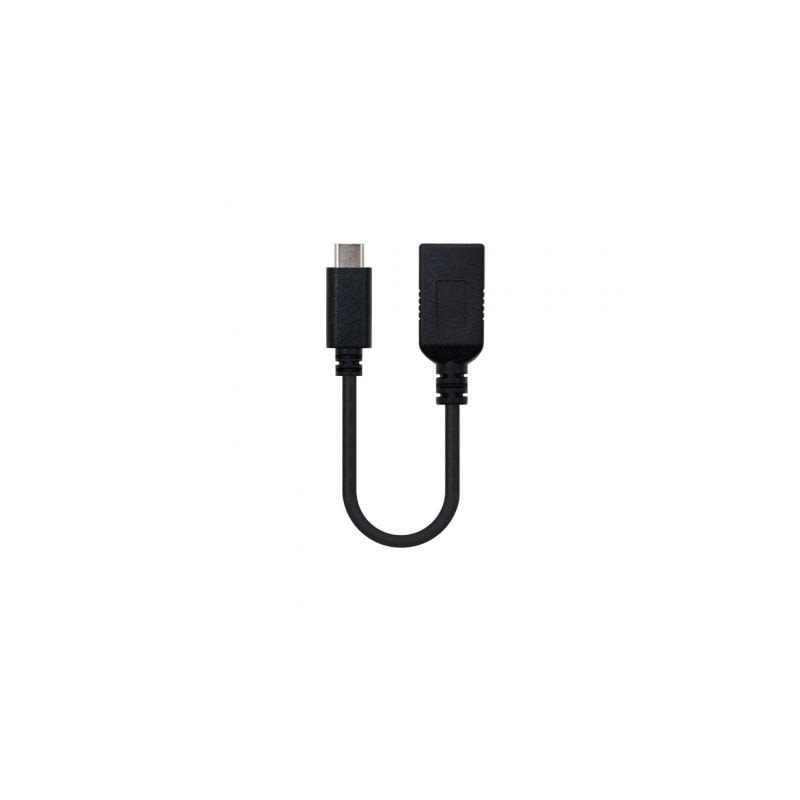 Cable USB 3.1 Nanocable 10.01.4201- USB Tipo-C Macho - USB Hembra- 15cm- Negro