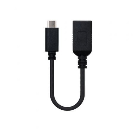 Cable USB 3.1 Nanocable 10.01.4201- USB Tipo-C Macho - USB Hembra- 15cm- Negro