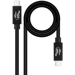 Cable USB 4.0 Nanocable 10.01.5002- USB Tipo-C Macho - USB Tipo-C Macho- Hasta 240W- 40Gbps- 1.8m- Negro