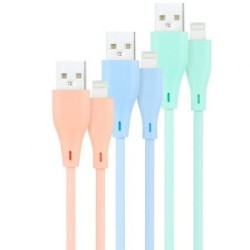 Cables USB 2.0 Lightning Nanocable 10.10.0401-A1- USB Macho - Lightning Macho- 1m- 3 Unidades- Rosa, Azul y Verde