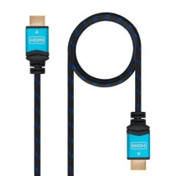 Cable HDMI 2.0 4K Nanocable 10.15.3701- HDMI Macho - HDMI Macho- 1m- Negro- Azul