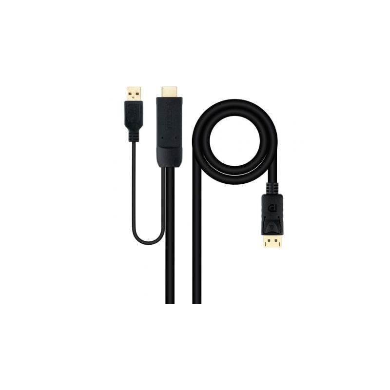 Cable Conversor Nanocable 10.15.4352- HDMI Macho - DisplayPort Macho- 1.8m- Negro