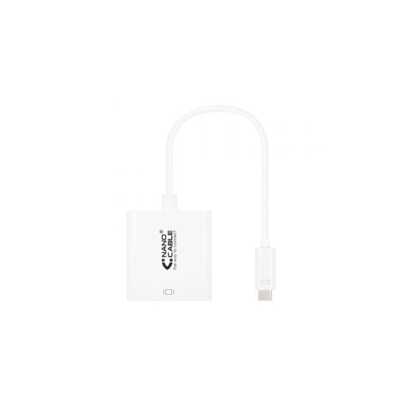 Conversor Nanocable 10.16.4103- USB Tipo-C Macho - DVI-D (24+1) Hembra- 15cm- Blanco