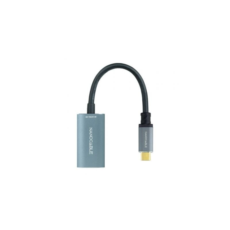 Cable Conversor Nanocable 10.16.4104-G- USB Tipo-C Macho - DisplayPort Hembra- 15cm- Gris