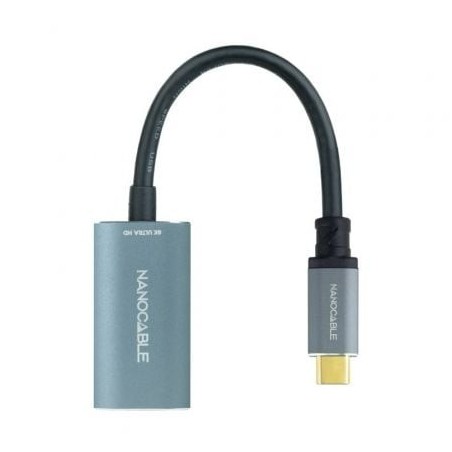 Cable Conversor Nanocable 10.16.4104-G- USB Tipo-C Macho - DisplayPort Hembra- 15cm- Gris