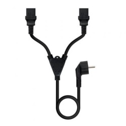 Cable Alimentación Nanocable 10.22.0100- Schuko Macho - 2 x C13 Hembra- 1.8m- Negro