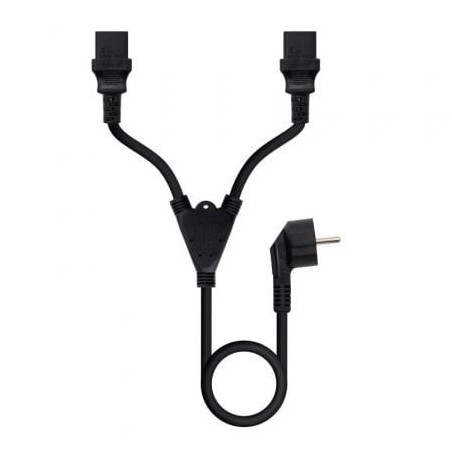 Cable Alimentación Nanocable 10.22.0100- Schuko Macho - 2 x C13 Hembra- 1.8m- Negro