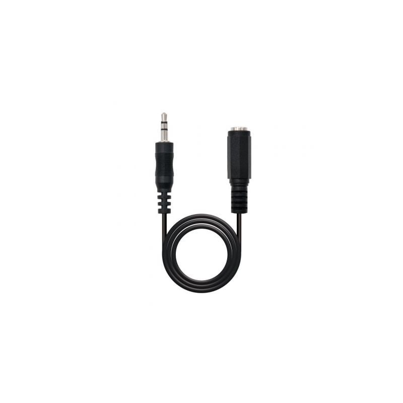 Cable Estéreo Nanocable 10.24.0205- Jack 3.5 Macho - Jack 3.5 Hembra- 5m- Negro