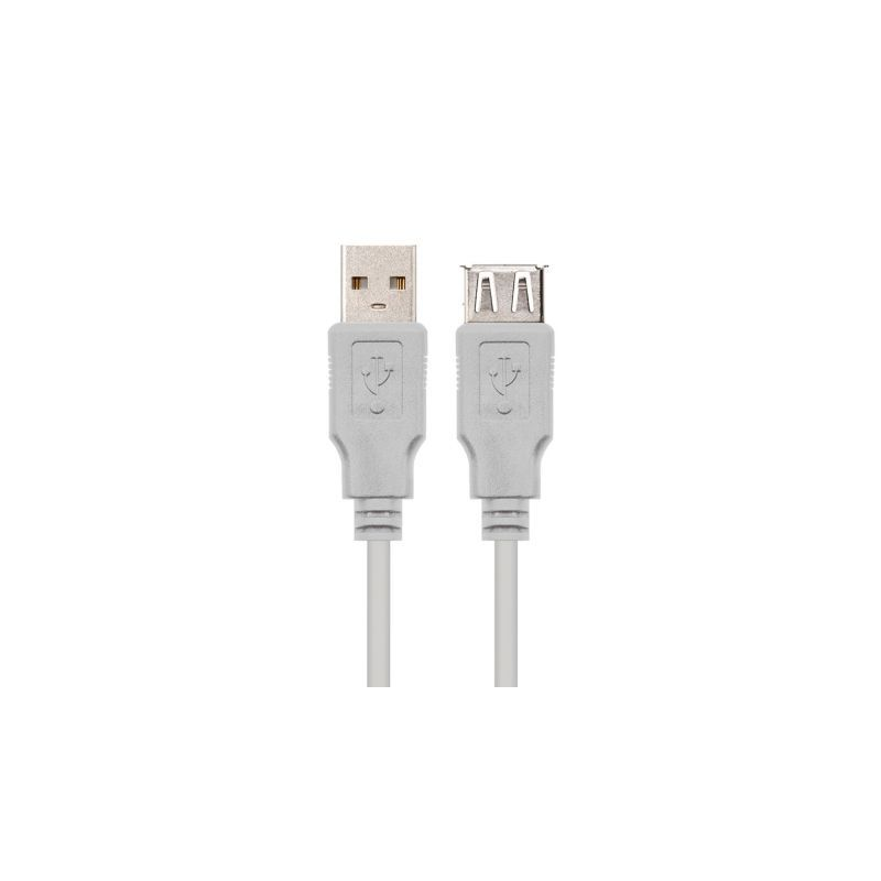 Cable Alargador USB 2.0 Nanocable 10.01.203- USB Macho - USB Hembra- 1.8m- Beige