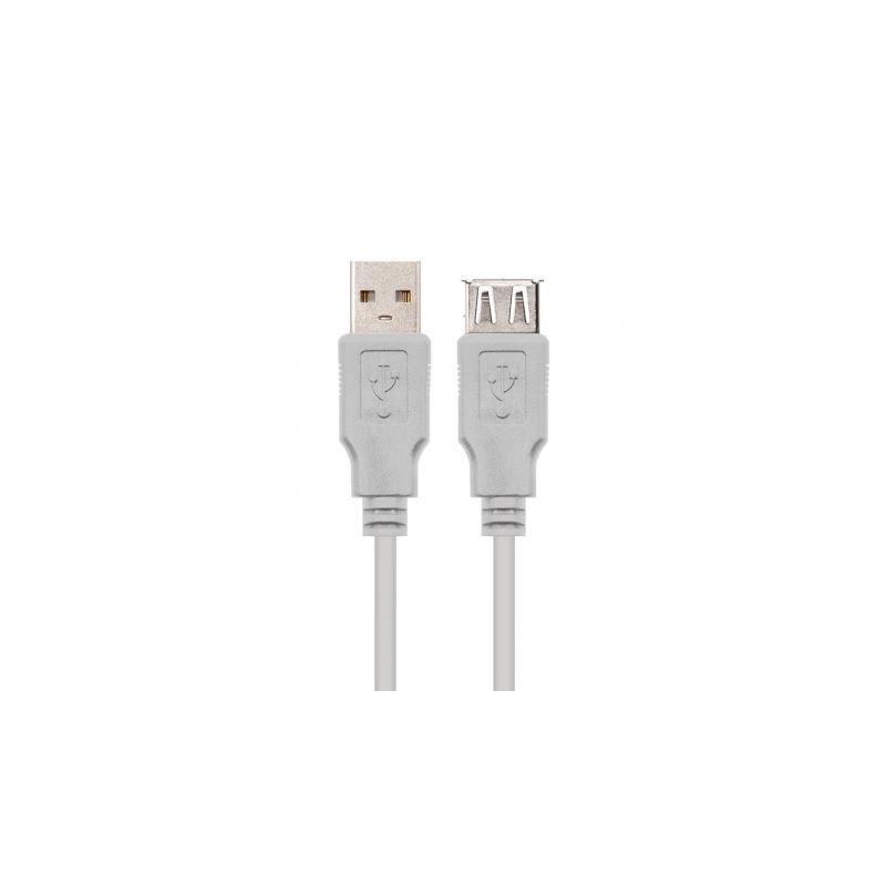 Cable Alargador USB 2.0 Nanocable 10.01.0204- USB Macho - USB Hembra- 3m- Beige