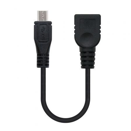 Cable USB 2.0 Nanocable 10.01.3500- MicroUSB Macho - USB Hembra- 15cm- Negro