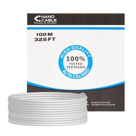 Bobina de Cable RJ45 UTP Nanocable 10.20.0502 Cat.6- 100m- Gris