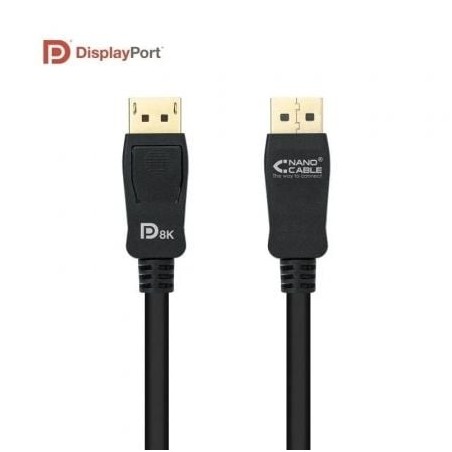 Cable DisplayPort 1.4 8K Nanocable 10.15.2501-L150- DisplayPort Macho - DisplayPort Macho- 1.5m- Certificado- Negro