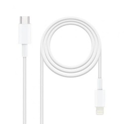 Cable USB 2.0 Tipo-C Lightning Nanocable 10.10.0601- USB Tipo-C Macho - Lightning Macho- 1m- Blanco