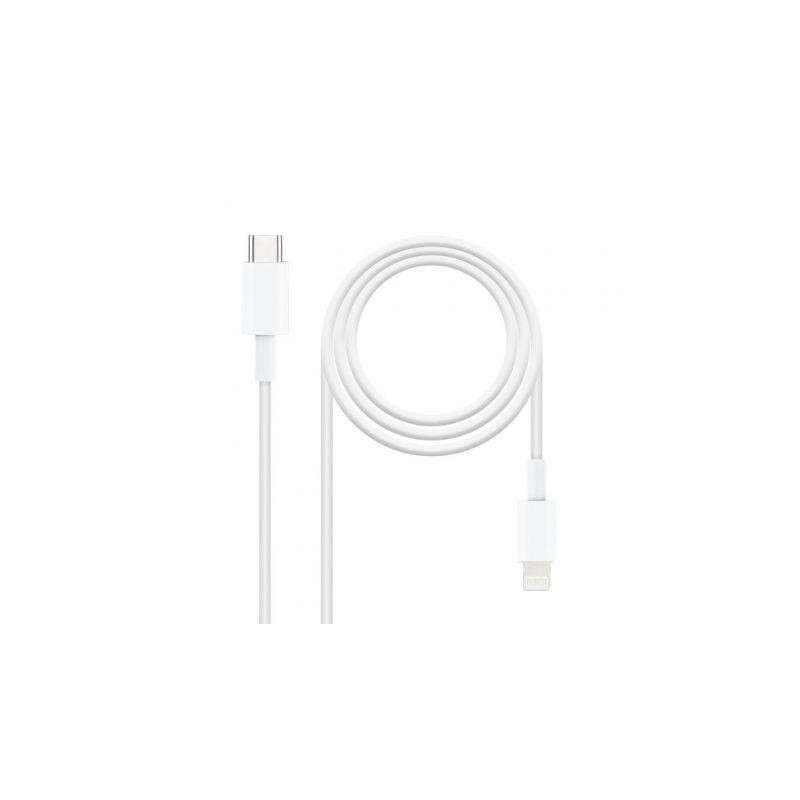Cable USB 2.0 Tipo-C Lightning Nanocable 10.10.0602- USB Tipo-C Macho - Lightning Macho- 2m- Blanco