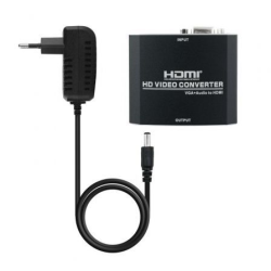 Conversor Nanocable 10.16.2101-BK- HDMI Hembra - VGA Hembra- Jack 3.5 Hembra- 15cm- Negro