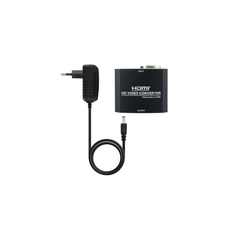Conversor Nanocable 10.16.2101-BK- HDMI Hembra - VGA Hembra- Jack 3.5 Hembra- 15cm- Negro