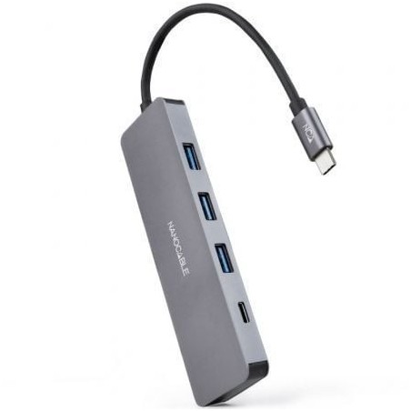 Hub USB Tipo-C Nanocable 10.16.4409- 3xUSB- 1xUSB Tipo-C- Gris