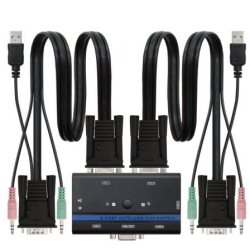 KVM Switch Nanocable 10.12.0001- PC - CPU: 2 VGA + 2 USB + 4 JACK 3.5 - CONSOLA: 2 USB + VGA + 2 JACK 2.5- 1.4m
