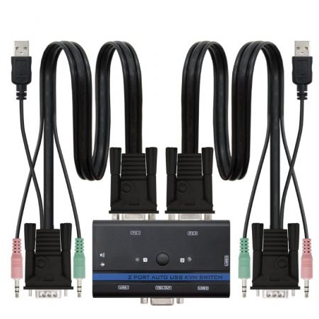 KVM Switch Nanocable 10.12.0001- PC - CPU: 2 VGA + 2 USB + 4 JACK 3.5 - CONSOLA: 2 USB + VGA + 2 JACK 2.5- 1.4m